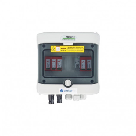 Switchgear attached DCAC hermetic IP65 EMITTER with Dehn 1000V type 2 DC surge arrester, 1 x PV stri