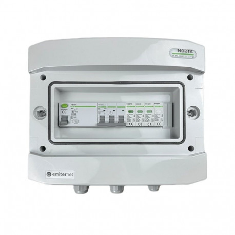 EMITTER AC hermeetiline lülitusseade IP65 koos ülepingekaitsega Noark type 1+2, 25A 3-F, RCD type A 