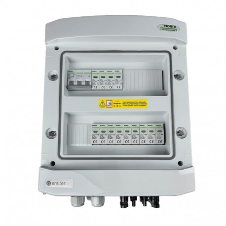 Switchgear attached DCAC hermetic IP65 EMITTER with Noark 1000V type 2 DC surge arrester, 3 x PV str
