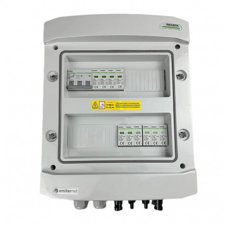 Switchgear attached DCAC hermetic IP65 EMITTER with Noark 1000V type 2 DC surge arrester, 2 x PV str