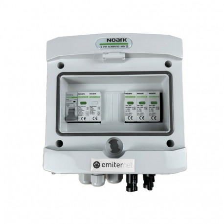 Switchgear attached DCAC hermetic IP65 EMITTER with Noark 1000V type 1+2 DC surge arrester, 1 x PV s