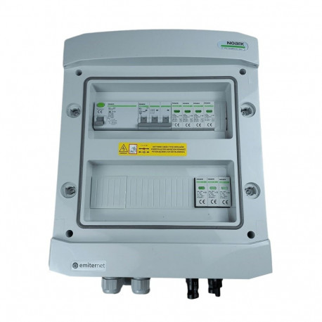 Switchgear attached DCAC hermetic IP65 EMITTER with Noark 1000V type 2 DC surge arrester, 1 x PV str