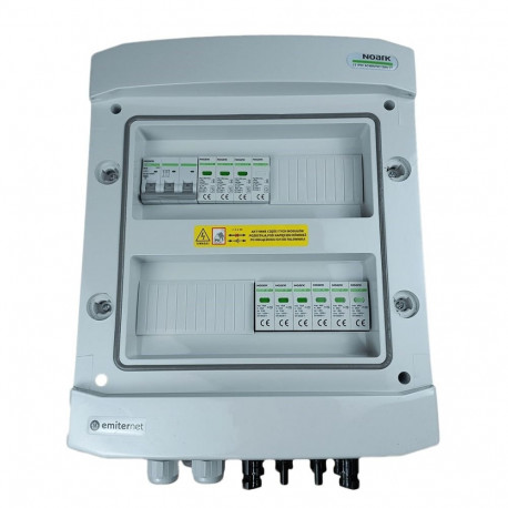 Switchgear attached DCAC hermetic IP65 EMITTER with Noark 1000V type 2 DC surge arrester, 2 x PV str