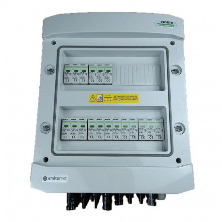 Switchgear attached DC hermetic IP65 EMITTER with DC surge arrester Noark 1000V type 1+2, 6x PV stri
