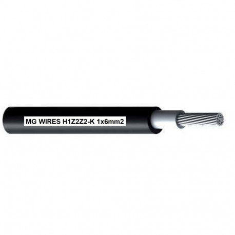 MG Wires päikesepaneeli kaabel H1Z2Z2-K-6mm2 1x6mm2 0,6/1kV BK rull 500m, must