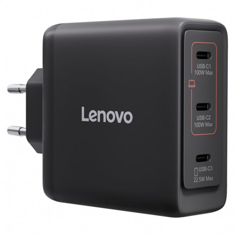"N Lenovo Multi-Port USB-C 100W GaN-Ladegerät/ Netzteil Schwarz inkl. USB-C Kabel (1,8m)"