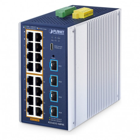 "PLANET Industrial L2+ 16-Port Managed Switch IGS-4215-16P4X"