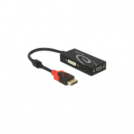 "DELOCK Adapter Displayport 1.2 Stecker > VGA / HDMI / DVI Buchse 4K Passiv schwarz"