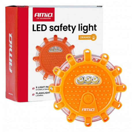 Amio auto hädaabi lamp amio-04829 akuga laetav taskulambi funktsiooniga 12SMD+3SMD 650mAh, oranž
