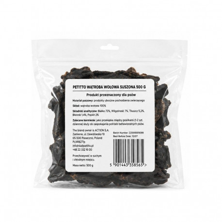 PETITTO Dried beef liver Mono - dog treat - 500g