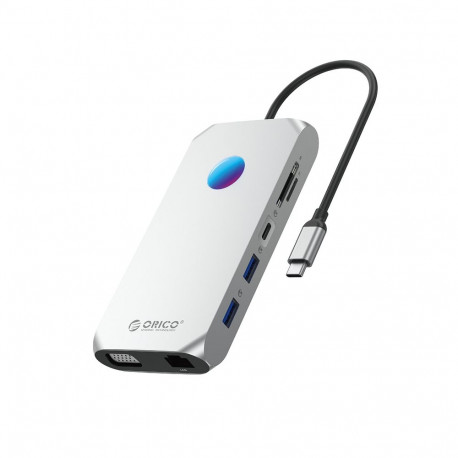Orico XCR 12in1 RGB USB-C Docking Station 3x USB-A 3.1 1x USB-A 2.0 1x USB-C PD 100 W 1x USB-C 3.1 1