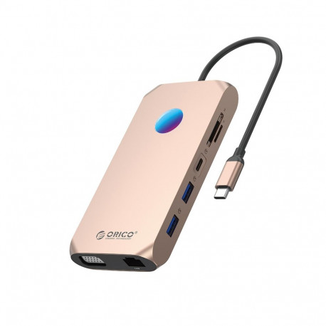 Orico XCR 12in1 RGB USB-C Docking Station 3x USB-A 3.1 1x USB-A 2.0 1x USB-C PD 100W 1x USB-C 3.1 1x