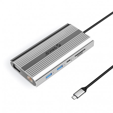 Orico XDR 12in1 USB-C Docking Station USB-A USB-C HDMI 4K VGA RJ45 Gigabit PD 100W SD and microSD Ca