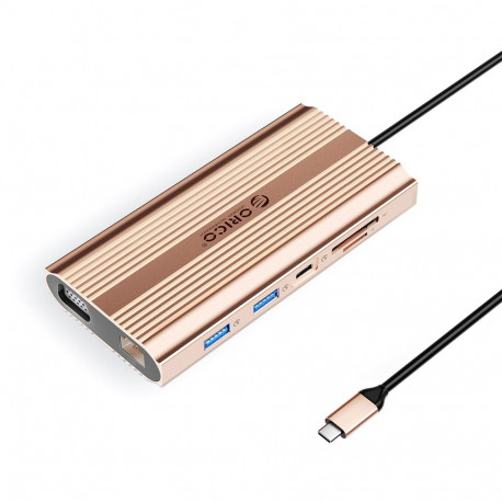 Orico XDR 12-in-1 USB-C Docking Station USB-A USB-C HDMI 4K VGA RJ45 Gigabit PD 100W SD and microSD 