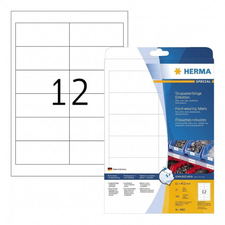"HERMA Etik. strapazierf. A4 weiß 97x42,3 mm Folie 300 St."
