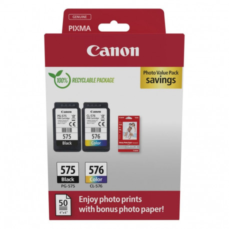 Canon originaalsed tindipatruunid PG-575 + CL-576 säästupakk 50 lehte fotopaberit (5438C004), 1x mus