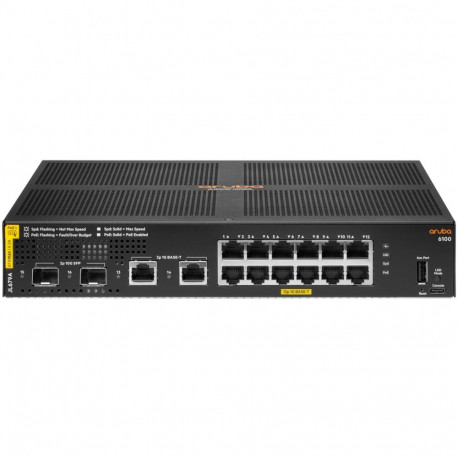 HP Enterprise Aruba lüliti 6100 12+4P 12G+2G/2SFP+ POE+ (139W) RM M