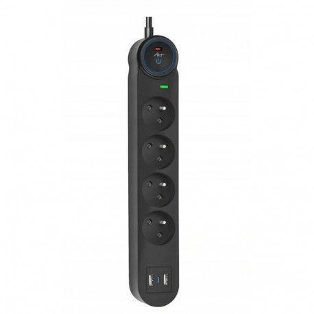 Extension cord 4 sockets + 2 x USB A + USB C Art FU810 1,5 m black