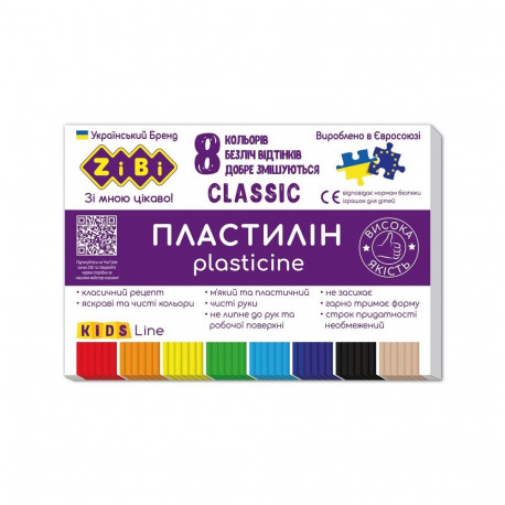 CLASSIC PLASTICINE 8 COLORS 160G