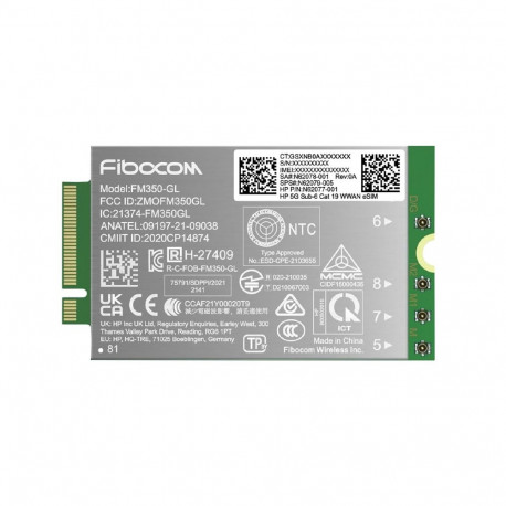 Mobile Broadband Modem - HP 5G Modem FM350-GL, 4G/5G Sub-6 GHz, WWAN-Compatible, Grey