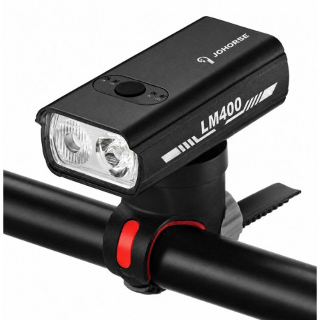 iLike JOHORSE USB Rechargeable Bike Front Light, 400LM LED Bicycle Headlight, Dual Beam, Aluminum Ho