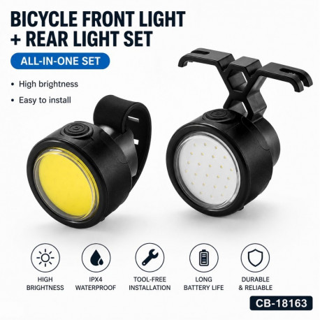 iLike 2PCS Bicycle Front & Rear Light Set USB Rechargeable LED Bike Lights for Mountain & Road Bikes