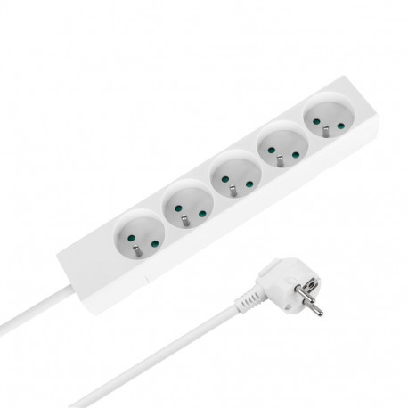 Przedłużacz 5 gniazd 3m typu francuskiego bez przełącznika (3x1,5mm) Rebel biały