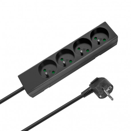 Przedłużacz 4 gniazda 5m typu francuskiego bez przełącznika (3x1,5mm) Rebel czarny