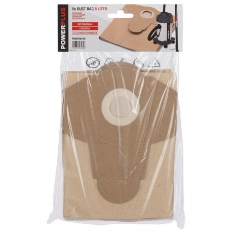 Kotid tolmuimejale 8L (5tk.) POWE90100 POWERPLUS E
