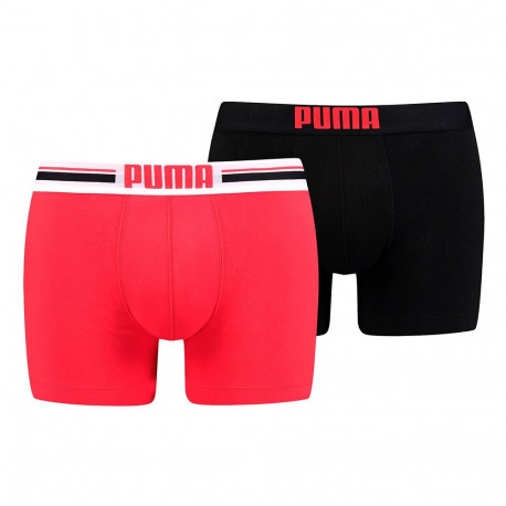 Bokserki męskie Puma Placed Logo Boxer 2P czerwone, czarne 906519 07