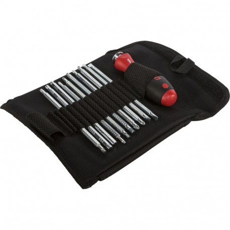 Schraubendreher mit Wechselklingen-Set SYSTEM 6 (schwarz/rot, 12-teilig, mit Rolltasche)
