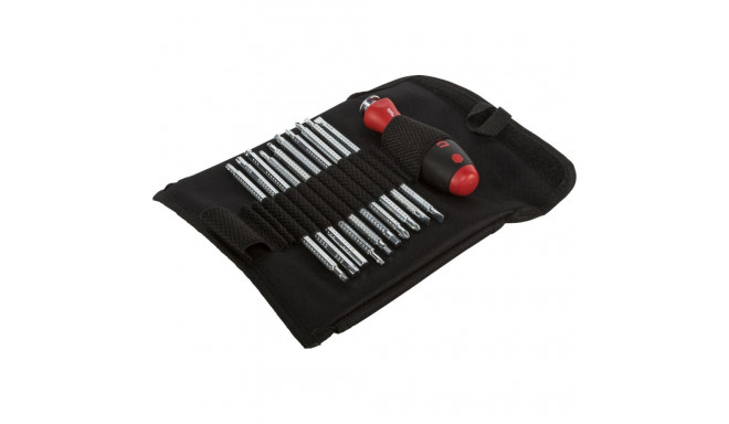 Schraubendreher mit Wechselklingen-Set SYSTEM 6 (schwarz/rot, 12-teilig, mit Rolltasche)