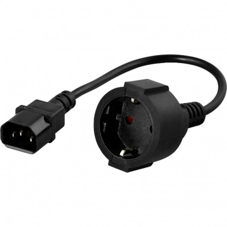 Deltaco pikenduskaabel IEC 60320 C14 - CEE 7/4 250V/10A 0.2m, must (DEL-109P)