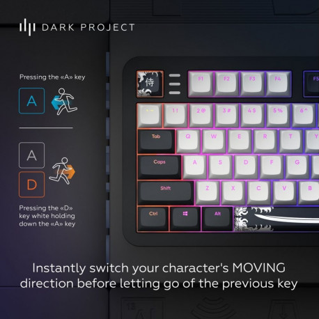 Dark Project Tamsus projektas ALU87B Bushido, G3MS Moonstone Switch, JAV keyboard Home/Office QWERTY