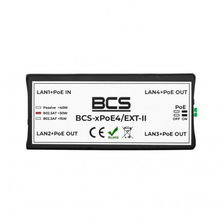 BCS võrgukordisti BCS-xPoE4/EXT-II 100Mbit/s, must