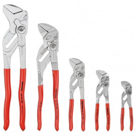 Zangenschlüssel-Set, 5-teilig (rot, in Falttasche)