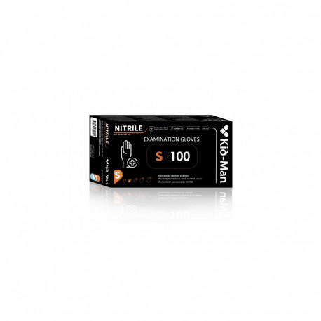 Nitriilkindad puudrita, suurus S, mustad, ühekordsed, KID-MAN, 100 tk