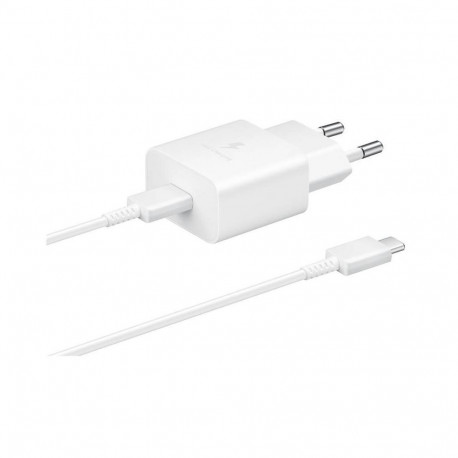 Samsung - EP-T1510XWE Samsung USB-C 15W Travel Charger + USB-C Data Cable White