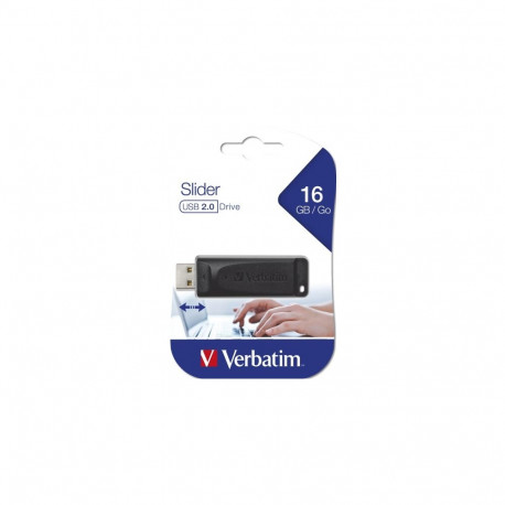 Verbatim 98696 Slider USB Flash Drive 16GB, USB-A 2.0, Black