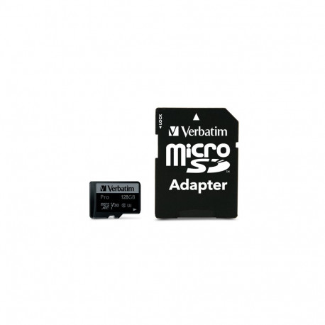 Verbatim 47044 Pro U3 Micro SDXC Memory Card 128GB + microSD to SD Adapter