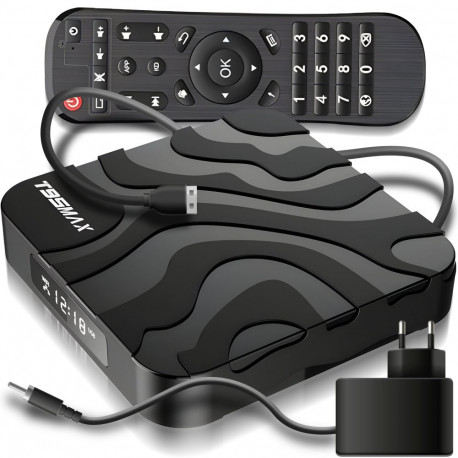 Smart tv box android 9 64bit 6k wifi 802.11n hdr + pilot wejście lan - e128