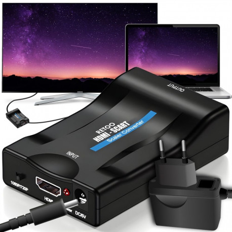 Adapter konwerter hdmi do scart przejściówka sygnalu eurozłącze av euro fhd -e281
