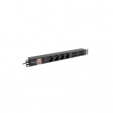 POWER DISTRIBUTION UNIT (PDU) 19" LANBERG 1U 10A 2M 4X FRENCH OUTLETS 4X IEC C13 OUTLETS BLACK C14