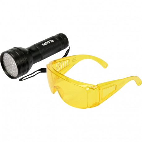 Yato UV LED taskulamp YT-08581, 395 nm, 51 LED, 3x1.5V AA, alumiinium, IP20, III klass, koos prillid