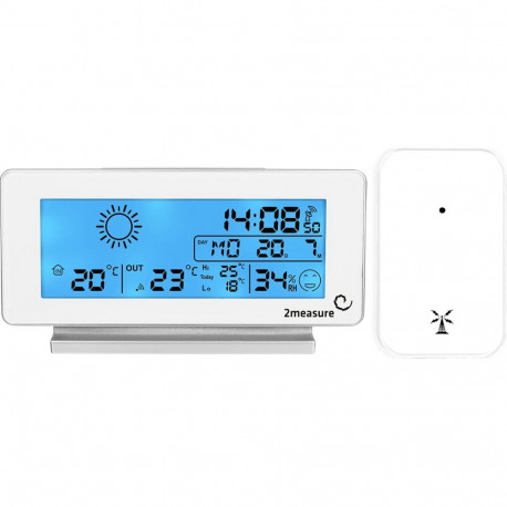 2Measure 250102 weather station, wireless, with sensor, white, 30m, 433MHz, DCF77, memory