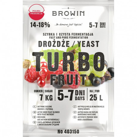 Browin Destilleerimisyeast, 403150, 40g, 5-7 päeva, 25L partii, puuvilja aroom