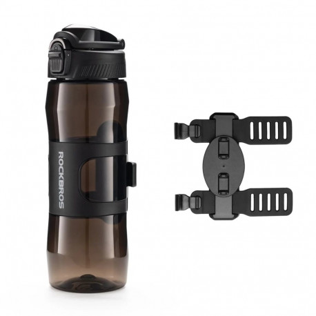 Rockbros S550H-1 700 ml Thermal Bottle with Magnetic Holder and Mounting Strap - Black