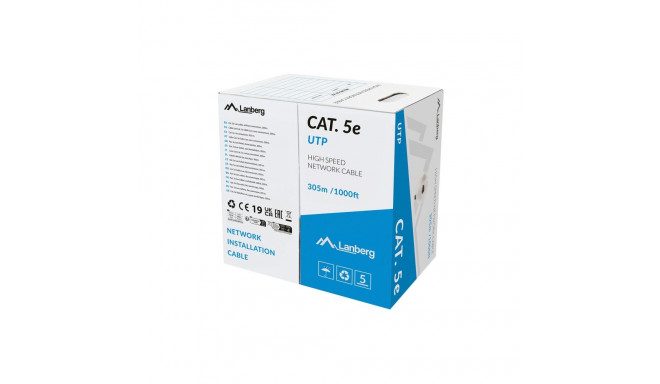 LANBERG LAN-kaabel UTP CAT.5E 305M SOLID CU LSZH CPR + FLUKE PASSED, hall