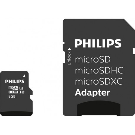 Philips memory card microSDHC 8GB C10 UHS-I U1 + adapter