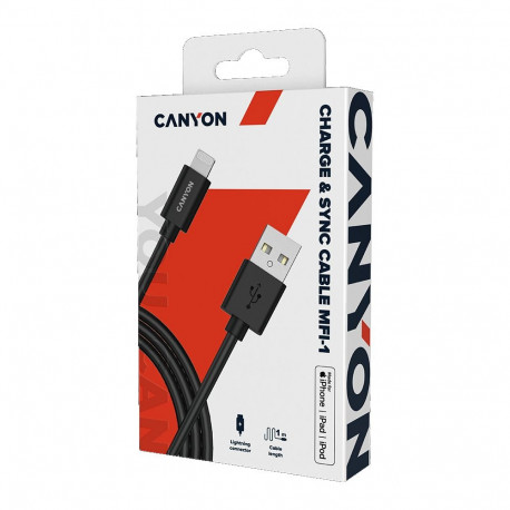 CANYON cable MFI-1 Lightning 12W 1m Black